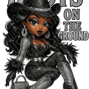 2 Glam Black Betty Boop Boots on the Ground Images - Silver & Black Western Black Betty Boop Cowgirl Instant Downloads DIGITAL FILE ONLY