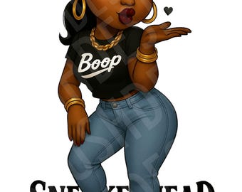 Betty Boop Sneakerhead PNG File - Black Betty Boop with Black Cat 4s Jordans Digital File