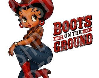 Red Boots on the Ground with Jeans Black Betty Boop High Quality Digital File - Use for Tumblers, Stickers, Clothing, Party Favors, Fans etc