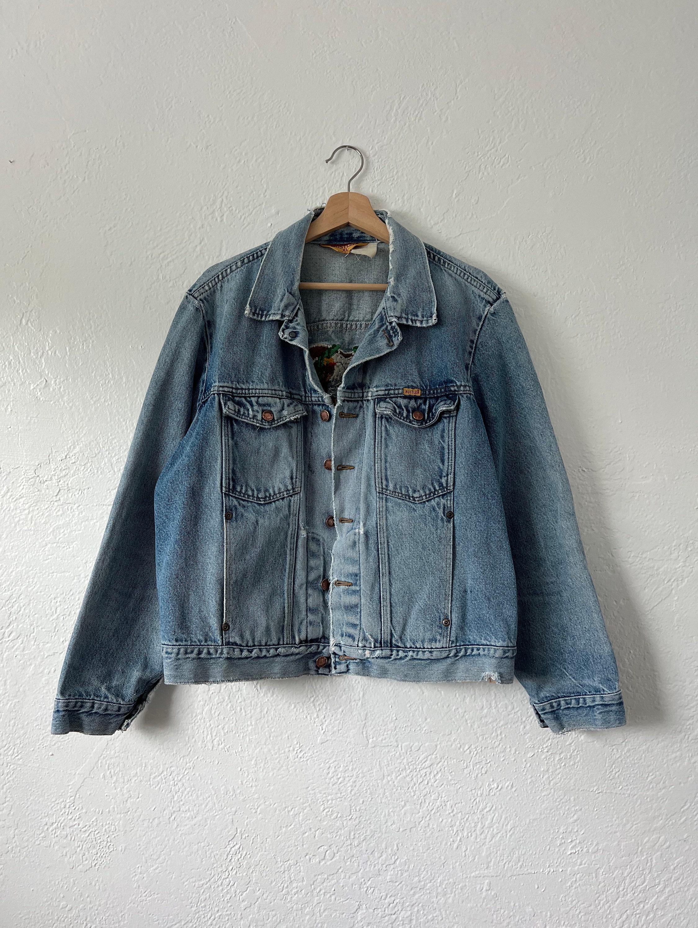 Rustler Jean Jacket 70s Rustler Distressed Denim Jacket - Etsy