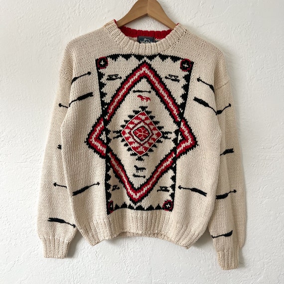 vintage woolrich southwestern cream knit sweater