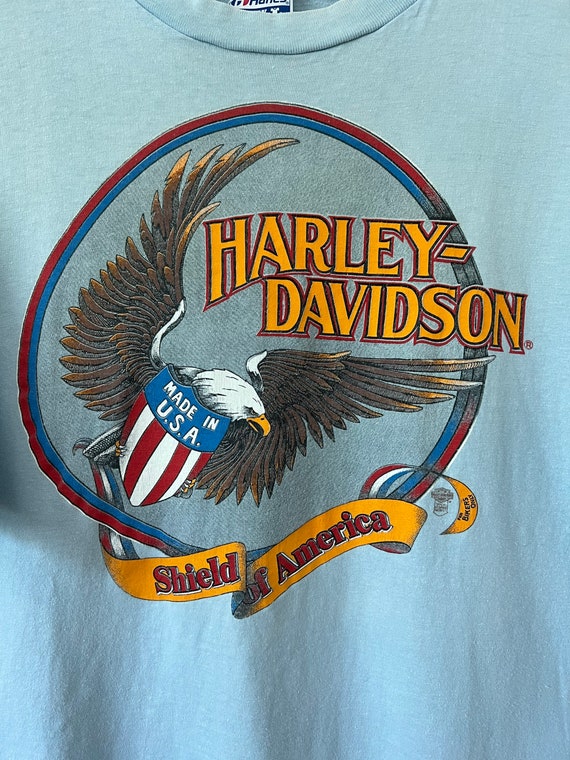 T-shirt Vintage Harley-Davidson Motif écusson Flammes - Taille XL - Édition Glasgow - Occasion Style Rockabilly