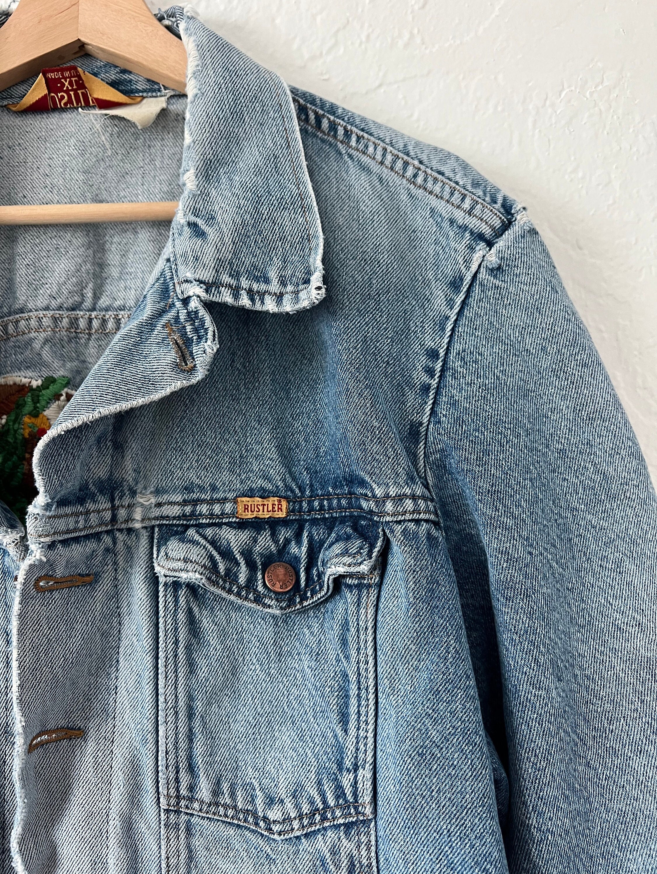 Rustler Jean Jacket 70s Rustler Distressed Denim Jacket - Etsy