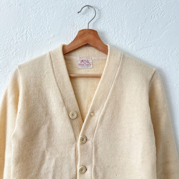 vintage 50’s 60’s cream wool varsity style blank … - image 2