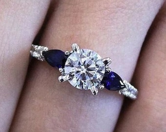 Minimalist Diamond Ring, 14K White Gold Ring, 1.8Ct Moissanite Ring, Solitaire Diamond Ring, Engagement Gift Ring, Gift For Women, Gift Ring