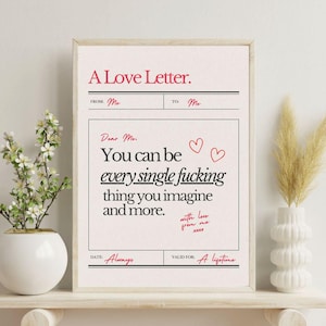 Arte de pared imprimible "Una carta de amor para mí" / Descarga digital de afirmación de amor propio / Decoración de salud mental / Regalo terapéutico / Diseños KarmaLux