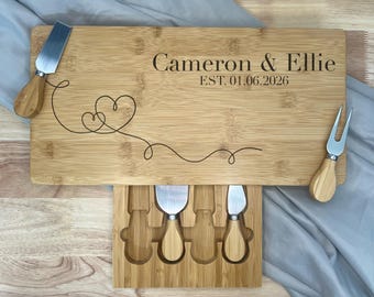 Rectangle Personalised Cheese Board Set - Various Designs | Personalised Anniversary Gift | Engraved Cheeseboard | Personalised Wedding Gift