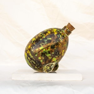 Botella de aceite de oliva de cerámica hecha a mano, botella de vinagre pintada a mano, dispensador de aceite, aceitera de cerámica, decoración de cocina, regalo de inauguración de casa