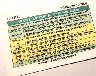 Hospice Nurse HOPE Badge Buddy, Patient Evaluation Reference Card