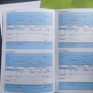 2026 Hospice Digital Downloadable Visit Note Template (8 visit notes to a page)