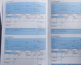 2026 Hospice Digital Downloadable Visit Note Template (8 visit notes to a page)