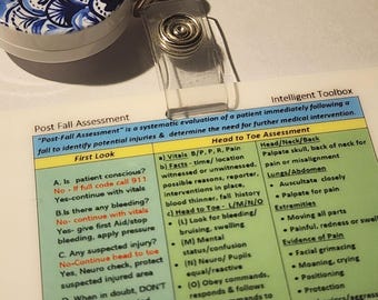 Post Fall Assessment Reference Card for Nurses, Hospice, Home Health (Badge Buddy)