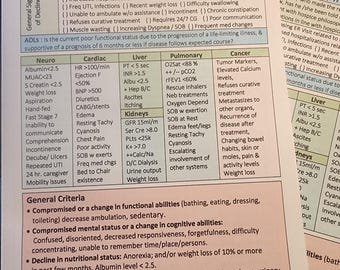 Hospice Admission Cheat Sheet, 2026 Update, Scales, Criteria (Digital Download)