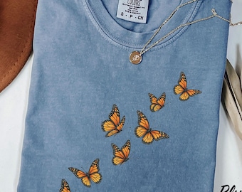 Comfort Colors Monarch Butterfly Shirt, Vintage Insect Tee, Minimalist Nature Shirt, Cottagecore Bug Butterfly Tee, Boho Graphic Shirt