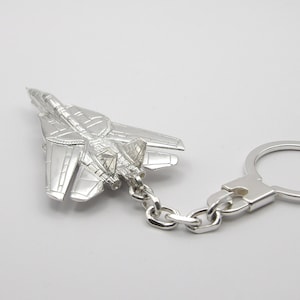 F-14 Tomcat aircraft sterling silver keychain , Jet Fighter Airplane Keyring, Pilot Gift for Men, Airforce Airplane Charm, Fly Safe Keychain