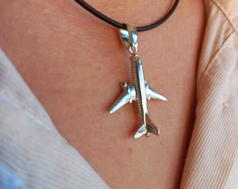 Airbus A320 Necklace, Sterling Silver Airplane Charm, Aviation Jewelry