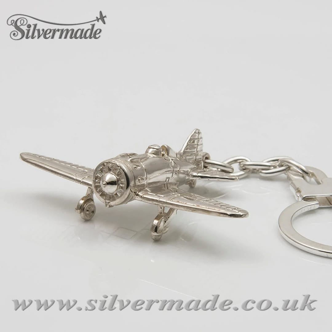 Airplane Polikarpov I-16 Sterling Silver Keychain, WW2 Aircraft Keyring ...