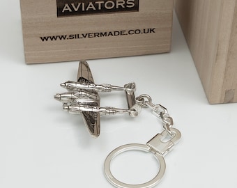 Llavero de plata esterlina con diseño del Lockheed P-38 Lightning, regalo para pilotos.