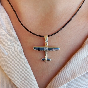 Airplane Cessna Necklace, Sterling silver 925 airplane pendant, aircraft jewelry, pilot charms, for flight attendant, gift for pilot