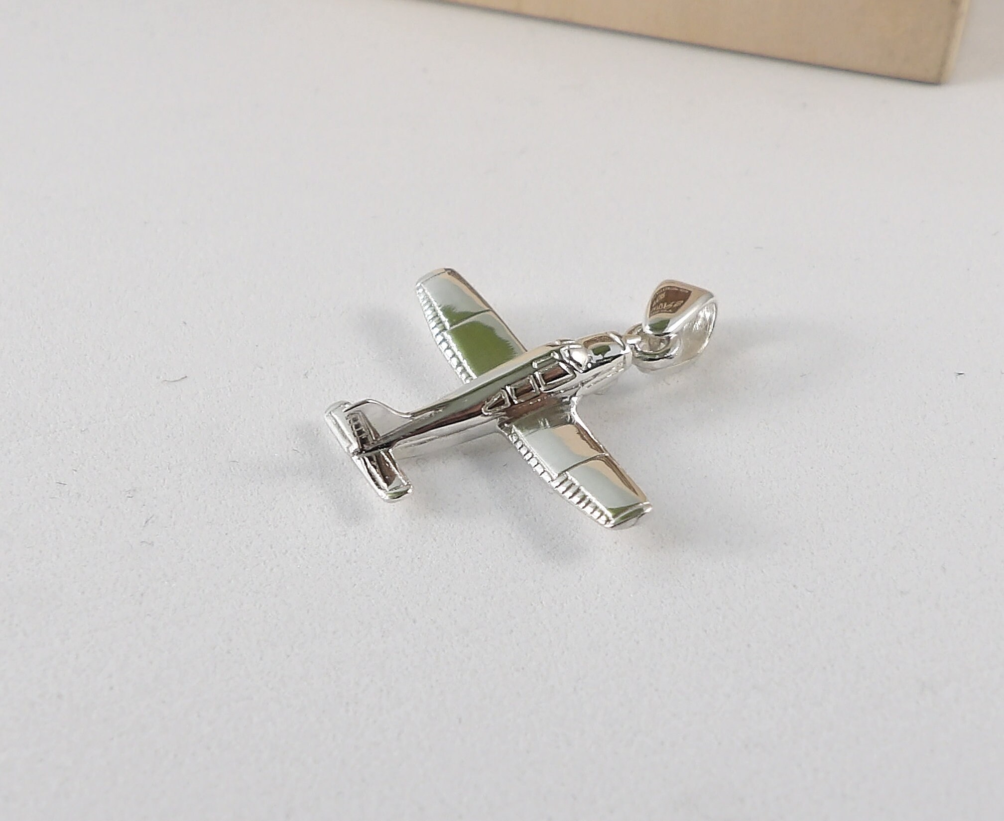 925 Sterling Silver Airplane Charm Pendant – Airliner Passenger Plane For Necklace