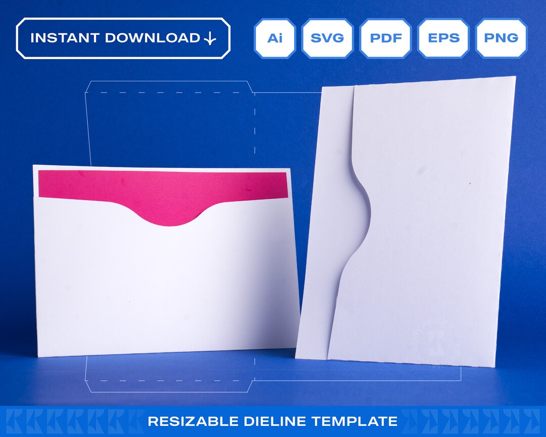 Invitation Card Sleeve 5x7 Pocket Envelope Template Card Holder SVG for