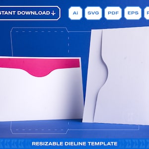 Einladungskartenhülle | 5x7 Taschenumschlagvorlage | Kartenhalter | SVG für Cricut | Sofortiger Download zum Ausdrucken