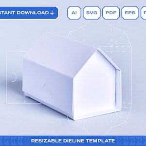 Minimal House Box Template | Favor Box | Treat Box | Gift Box | SVG for Cricut | Instant Download Printable