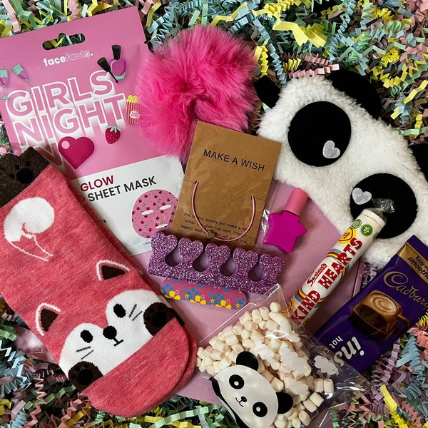 Girls Sleepover goody bag gift hamper personalised for birthday parties