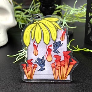 Froggy Funeral Keychain, Acryl Keychain, doppelseitig, ideal für Leute, die Halloween, Frösche und alles gruselig und makaber lieben.
