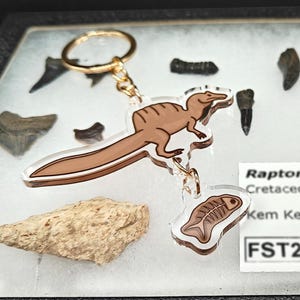 Spinosaurus Keychain and Lanyard Double-Sided Recycled Acrylic Dino & Fossil Fish