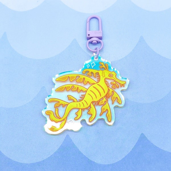 Leafy SeaDragon Rainbow Acrylic Keychain. Great for any Seahorse, Biology, Ocean, or Beach Lover!