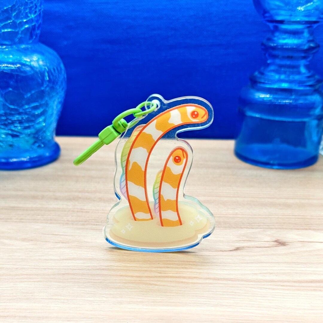 Garden Eel Keychain, Light Green Tinted Acrylic, Double-sided Great for ...