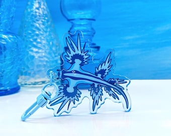 Llavero de babosa marina azul, acrílico azul claro, regalo para amantes del océano.