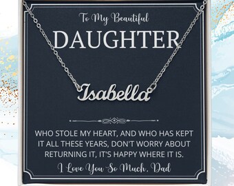 To My Daughter Gift from Dad, Gift for Daughter Birthday, Dad to Daughter Gift, Father Daughter Gift, Name Necklace, Daughter Jewelry