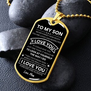 Cadeau sentimental pour fils, collier pour plaque d'identité pour fils, cadeau pour fils de papa, cadeau pour l'anniversaire de son fils, collier pour plaque d'identité personnalisé pour lui