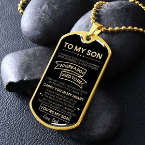 Gift for Son on Graduation from Dad, Military Dog Tag Personalized Necklace for Son Gift from Dad to Son Necklace, Father Son Christmas Gift