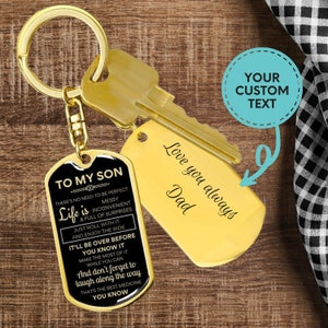 Birthday Gift for Son 21st Birthday, Personalized Dog Tag Keychain for Teens, Graduation Gift for Son from Mom and Dad, Gift for Him