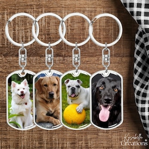 Custom Dog Photo Keychain, Personalized Pet Memorial Keyring Pet Portrait Keychain, Dog Mom Gift, Pet Lover Keychain, Key Ring for Pet Loss