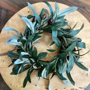 Mini Olive Branch Wreath, Modern Olive Wreath, Small Candle Accent Wreath, Simple Home Decor, Table Centerpiece, New House Gift