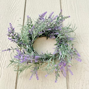 Small Lavender Wreath, Mini Wildflower Candle Ring, Boho Farmhouse Decor, New Home Gift, Table Centerpiece, Spring Summer Herb Wreath