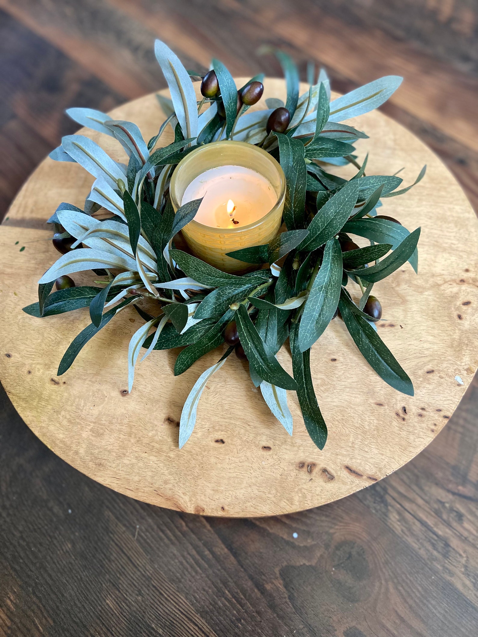 Mini Olive Branch Wreath Modern Olive Wreath Small Candle - Etsy