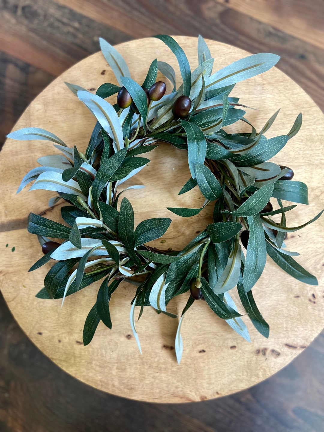 Mini Olive Branch Wreath, Modern Olive Wreath, Small Candle Accent