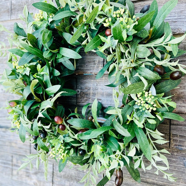 Olive Branch Wreath, Modern Farmhouse Decor, Neutral Year Round Wreath, Simple Home Decor, Everyday Greenery Wreath, New House Gift