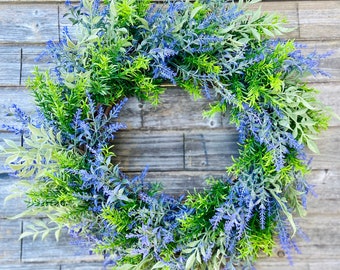 Garden Herb Wreath for Kitchen, Everyday Greenery Wreath, Lavender Kitchen Wreath, Spring and Summer Mixed Herbs Wreath, Lavender Wreath