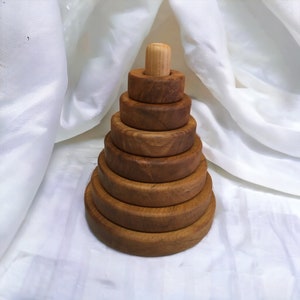 Wooden Stacking Pyramid - Circle Toy - Christmas Gifts For Toddlers-wooden toys