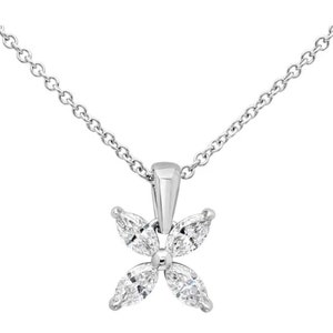 Delicate Floral Necklace, 2.6 Ct Marquise Diamond, Simple Diamond Pendant Without Chain, 14K White Gold, Necklace For Women, Charm Necklace image 1