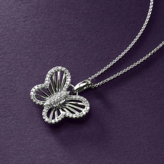 Butterfly necklace diamond sale accents sterling silver