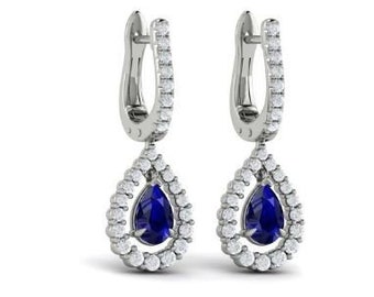 Pendientes para mujer, chapados en oro blanco de 14 quilates, pendientes de zafiro colgantes, diamante talla pera de 2 quilates, pendientes de diamantes de boda, regalos de boda para ella