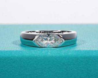 Moissanite Ring, Engagement Ring, Moissanite 14k Gold Ring for Women, Wedding Ring, 2 Ct Moissanite, Diamond East West Ring, Delicate Ring