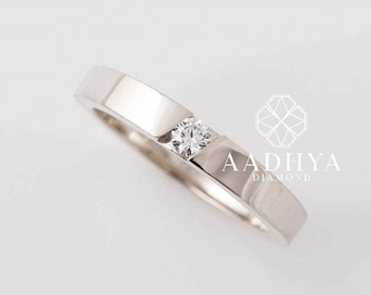 Engagement Ring For Men, Wedding Band, Men's Diamond Ring, 1 Ct Moissanite, Mens Wedding Band, Statement Ring For Him, Solid 14K White Gold
